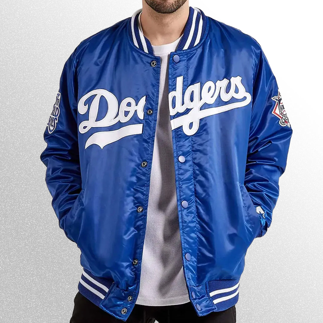 Dodgers サテンジャケット 青 Los Angeles Dodgers Royal Blue Satin Jacket – Trends Ora Online