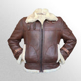 Mens b3 brown shearling leather jacket