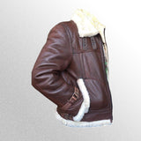 Mens b3 brown shearling leather jacket