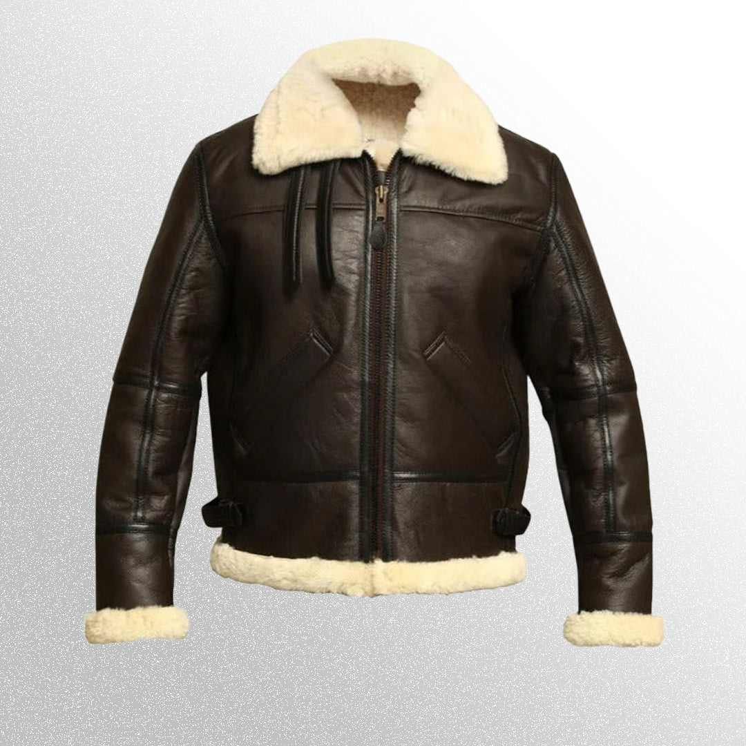 B3 Flight Aviator Brown Shearling Leather Jacket