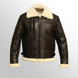 B3 Flight Aviator Brown Shearling Leather Jacket