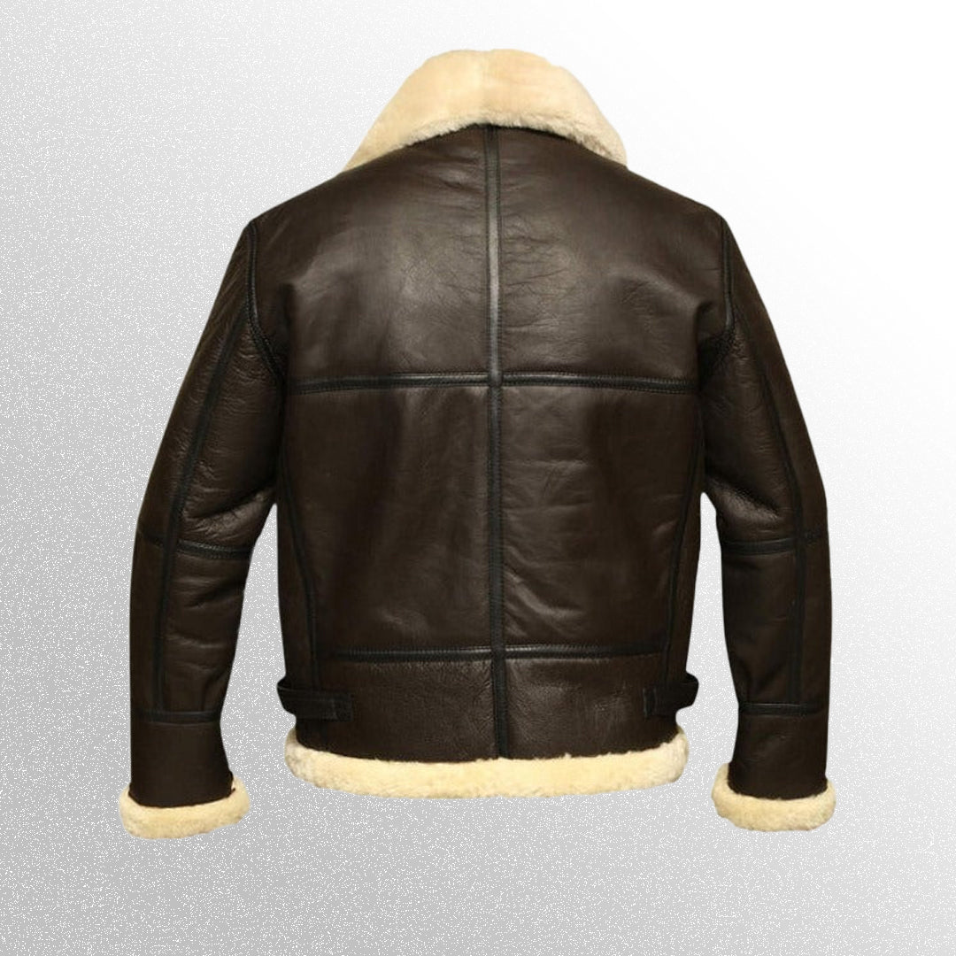 B3 Flight Aviator Brown Shearling Leather Jacket