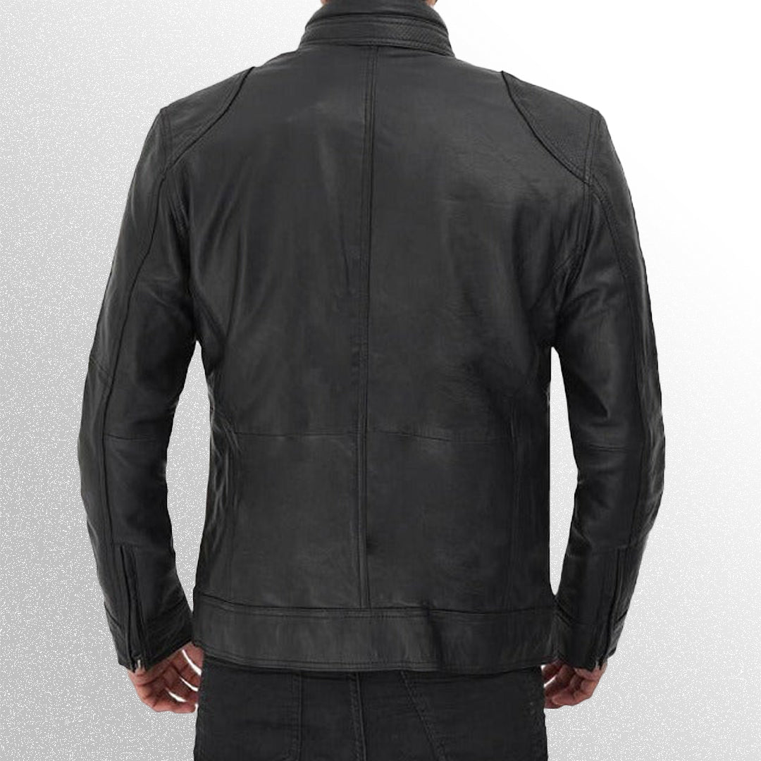 Black Biker Leather Jacket For Men