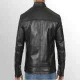 Mens Black Cafe Racer Leather Jacket