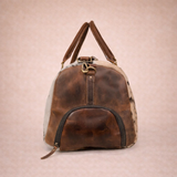 Genuine Cow Print Leather Duffle Bag