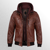 Edinburgh Tan Brown Bomber Leather Jacket