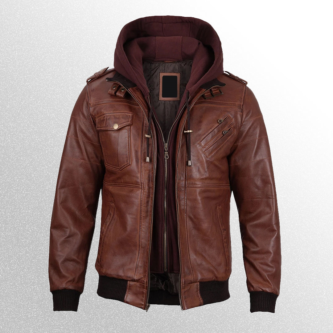 Edinburgh Tan Brown Bomber Leather Jacket
