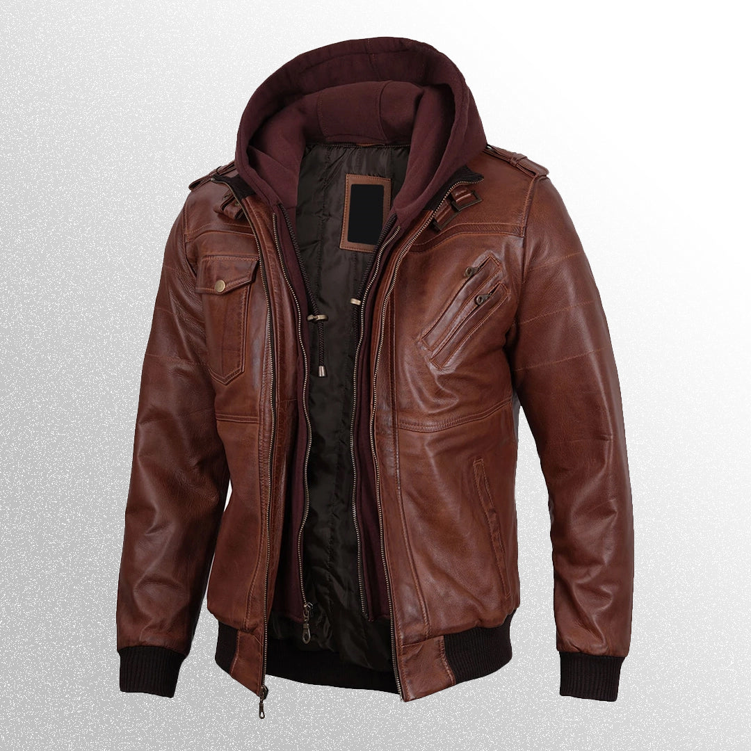 Edinburgh Tan Brown Bomber Leather Jacket