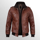 Edinburgh Tan Brown Bomber Leather Jacket