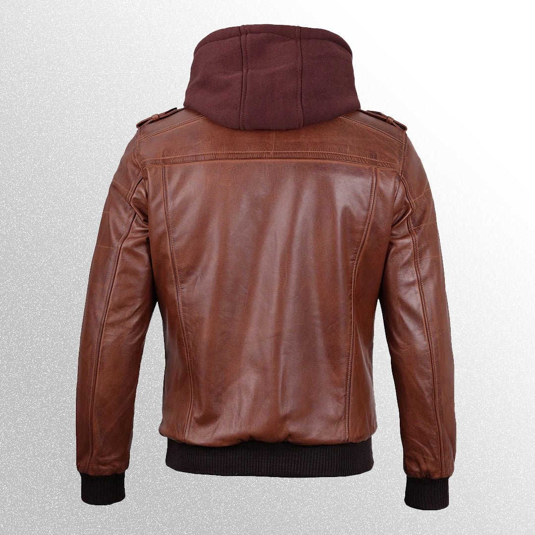 Edinburgh Tan Brown Bomber Leather Jacket