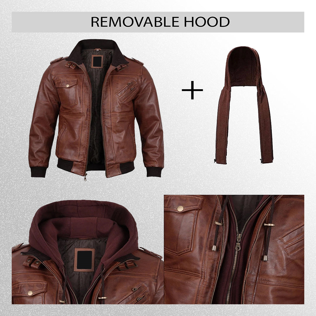 Edinburgh Tan Brown Bomber Leather Jacket