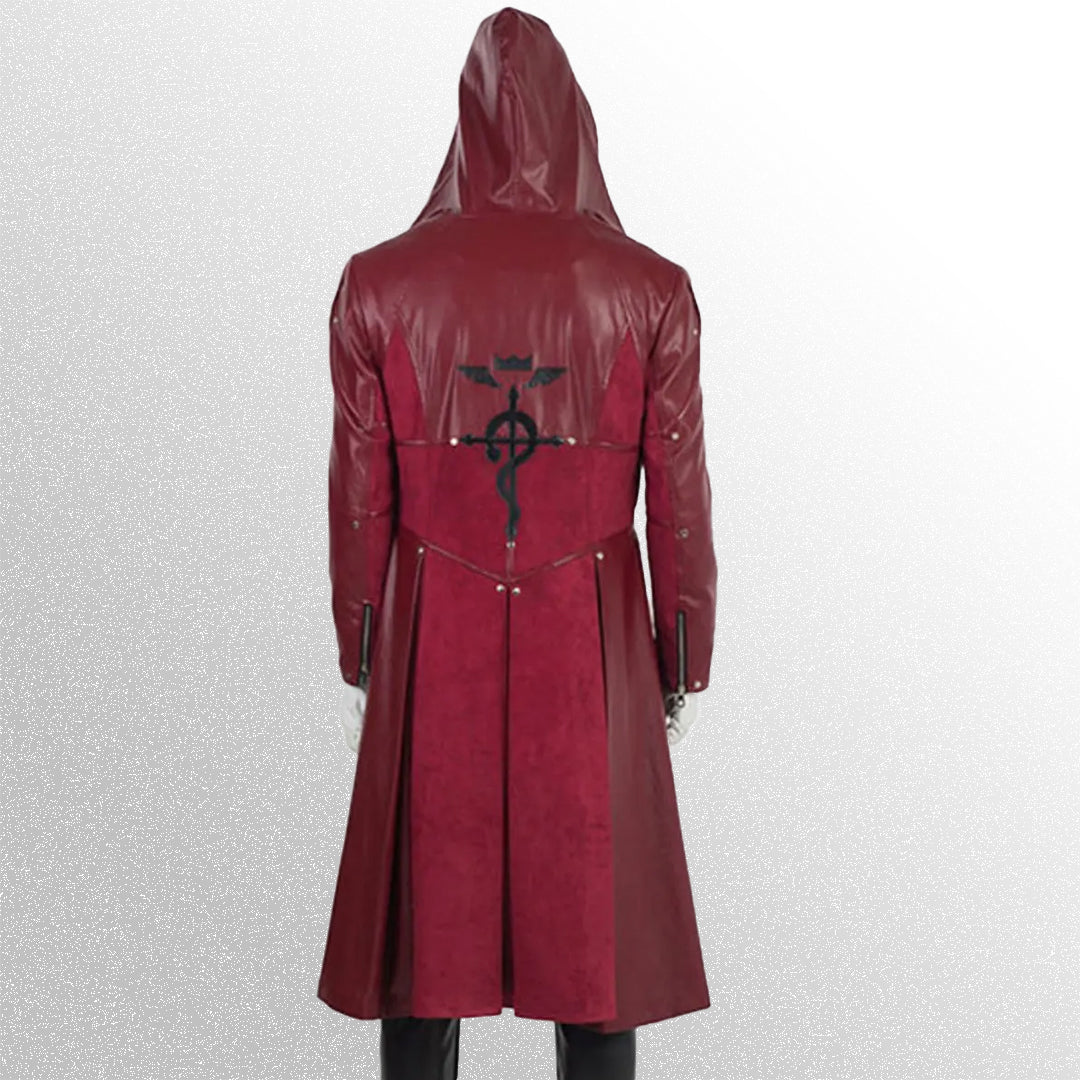 Fullmetal Alchemist Edward Elric Maroon Hooded Leather Coat