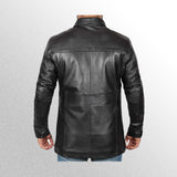 Men's Black Leather Car Coat