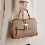 Women’s Leather Structured Top Handle Crossbody Bag