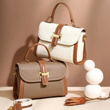 Women’s Leather Structured Top Handle Crossbody Bag