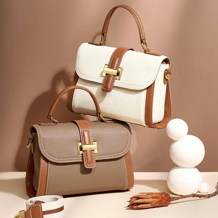Women’s Leather Structured Top Handle Crossbody Bag