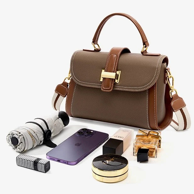 Women’s Leather Structured Top Handle Crossbody Bag