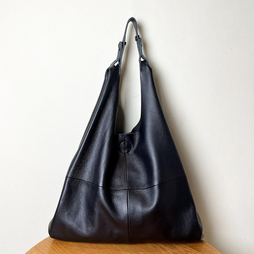 Slouchy Brown Leather Shoulder Bag for Women