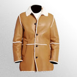 Men's Tan Brown Shearling Leather Coat
