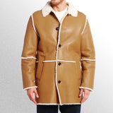 Men's Tan Brown Shearling Leather Coat