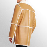 Men's Tan Brown Shearling Leather Coat