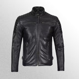 Men's Black Cafe Racer Leather Jacket