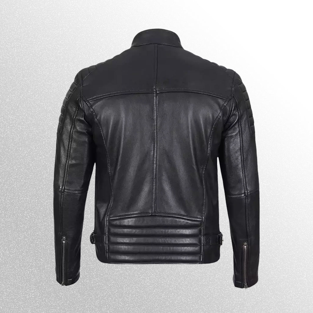 Men's Black Cafe Racer Leather Jacket