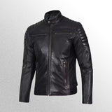 Men's Black Cafe Racer Leather Jacket