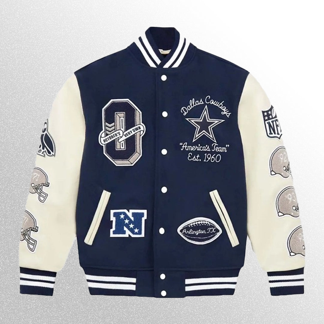 NFL Dallas Cowboys Blue and White Varsity Jacket