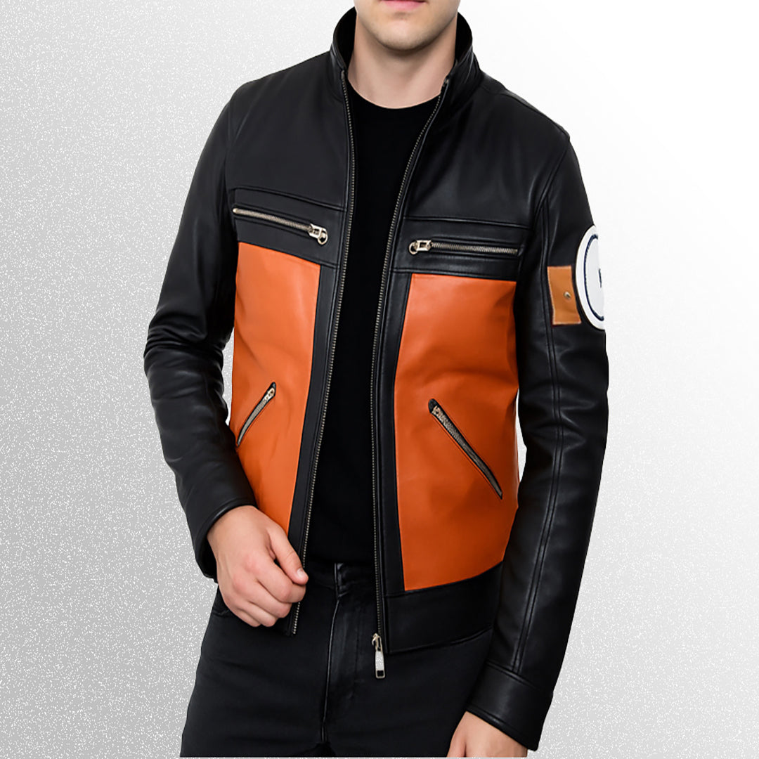 Men's Naruto Shippuden Orange Leather Jacket