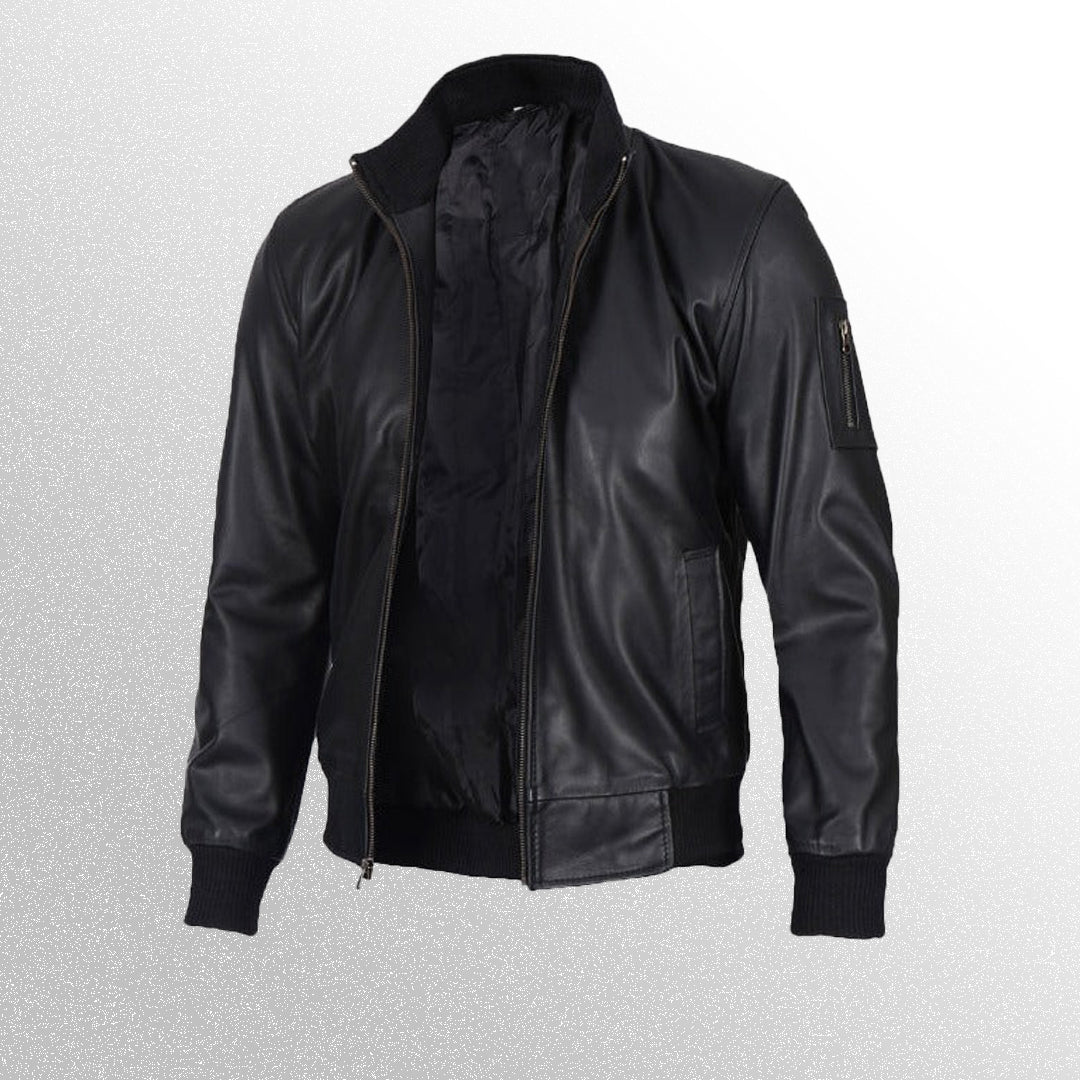 Geniune Cafe Racer Black Leather Jacket For Men
