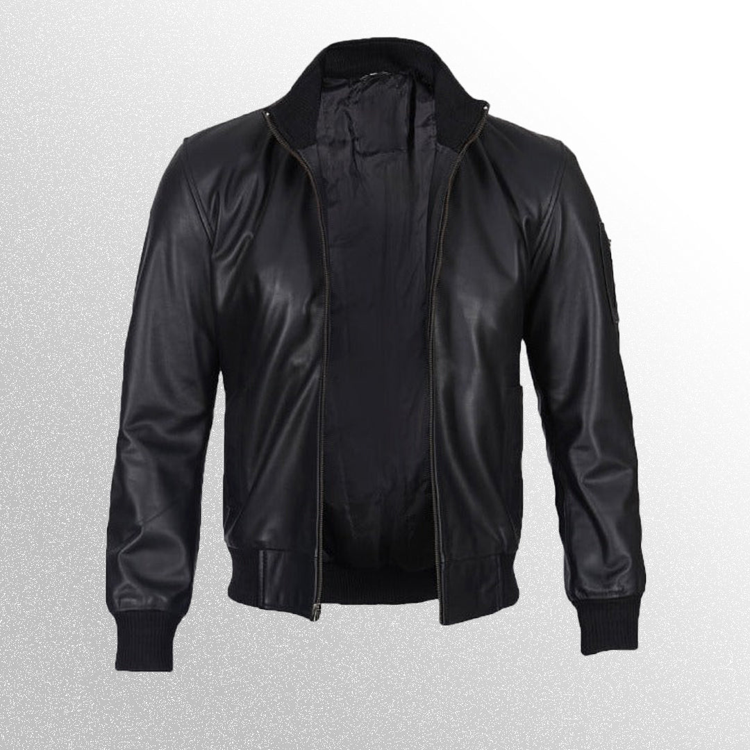 Geniune Cafe Racer Black Leather Jacket For Men
