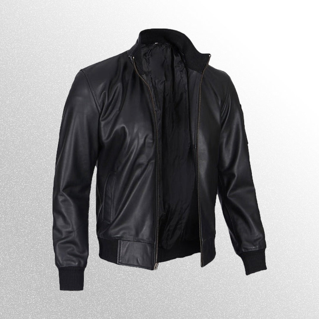 Geniune Cafe Racer Black Leather Jacket For Men