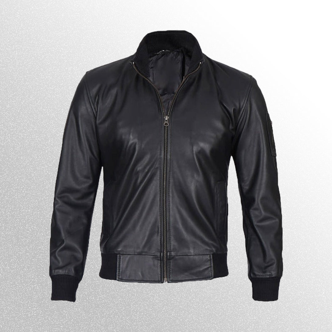 Geniune Cafe Racer Black Leather Jacket For Men