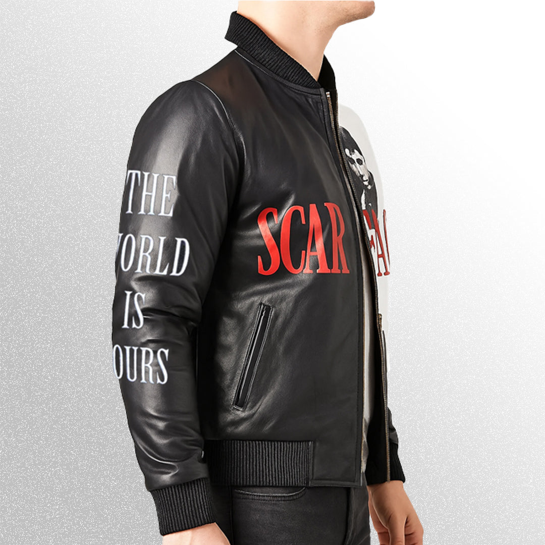 Scarface Tony Montana Black & White Leather Jacket