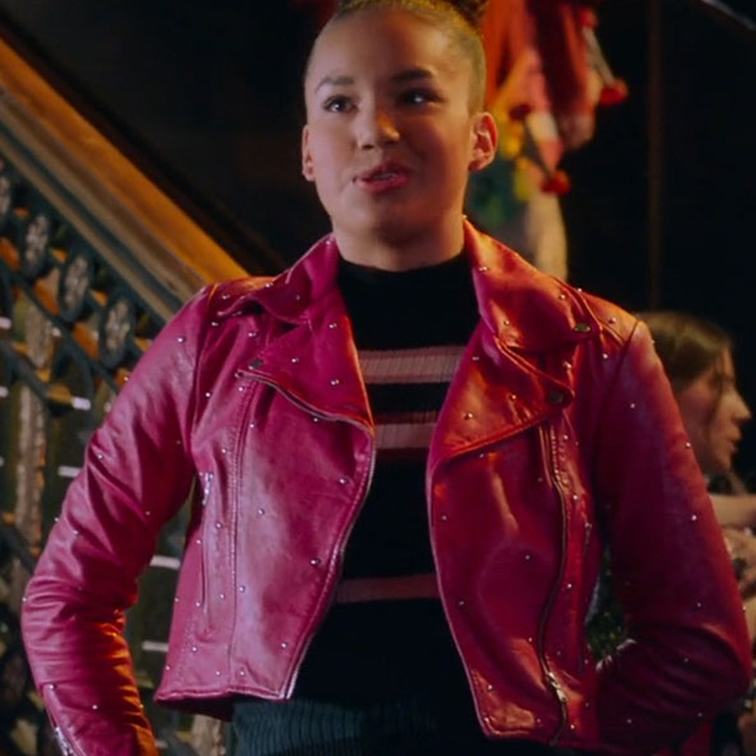 The Musical Gina High School Studded Pink Leather  Jacket