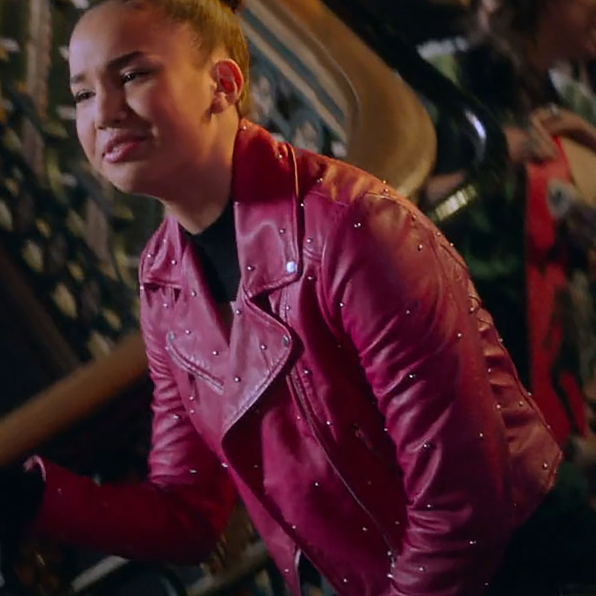The Musical Gina High School Studded Pink Leather  Jacket