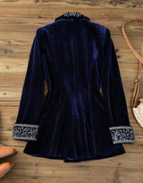 Velvet Gold Baroque Embroidered Women's Blazer