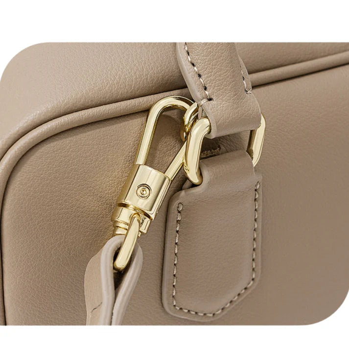 Women’s Minimalist Real Leather Zip Closure Boston Handbag