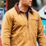 Alan ritchson reacher brown jacket side view