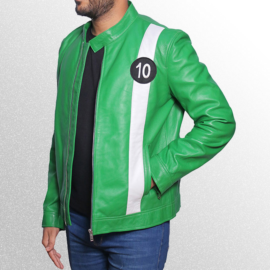 Ben ten leather jacket side pose