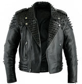 Men's Studded Motorcycle Leather Jacket