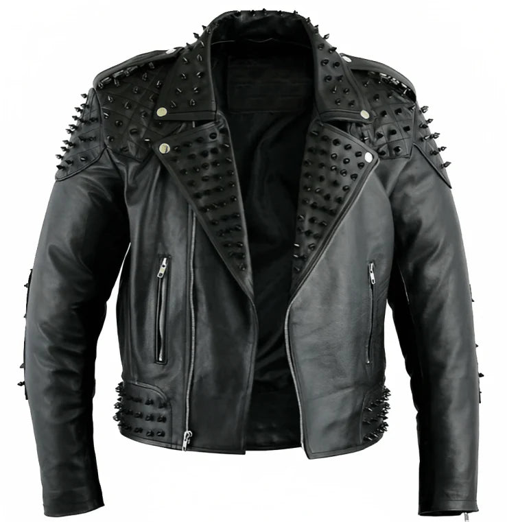 Men's Studded Motorcycle Leather Jacket