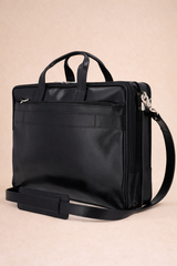 High-Quality Black Leather Laptop Bag