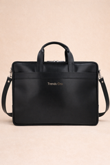 High-Quality Black Leather Laptop Bag