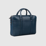 Blue Leather Shoulder Laptop Bag