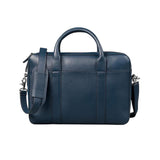Blue Leather Shoulder Laptop Bag