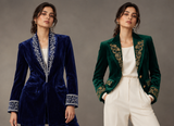 Velvet Gold Baroque Embroidered Women's Blazer