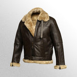 Men's Brown B3 Raf bomber jacket side pose