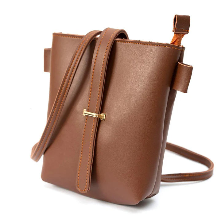 Women's Leather Crossbody Bucket Bag